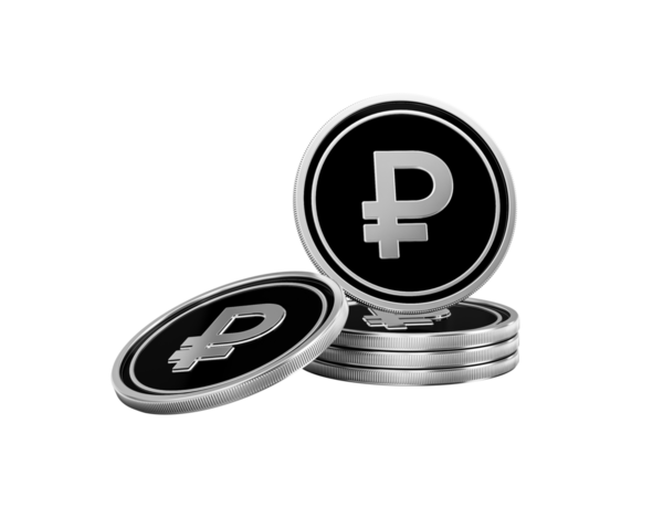 3 boyutlu gümüş Rus Rublesi yığını, finansal konsept.