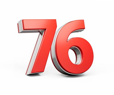 Kalın Kırmızı 76 numara ve Metalik Arkaplanda 3 boyutlu Görüntü