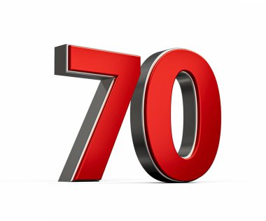 Kalın Kırmızı 70 Numara Parlak Metalik Beyaz Arkaplan 3D Görüntü