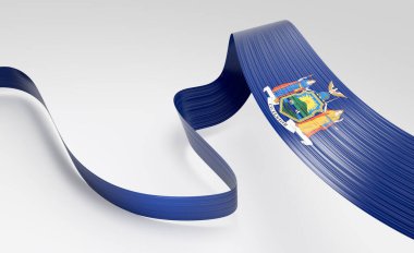 Temiz bir arkaplanda New York bayrağını sallıyor. 3B illüstrasyon