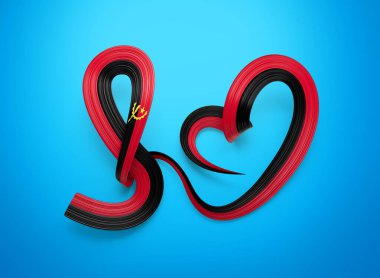 Angola Kalbi 'nin 3D Bayrağı Parlak Dalgalı Farkındalık Kurdelesi Gökyüzü Mavisi 3D Görüntü