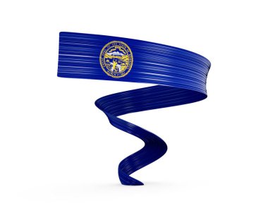 Nebraska eyalet bayrağının dinamik 3D görüntüsü, vatansever temalar için mükemmel. 3B illüstrasyon