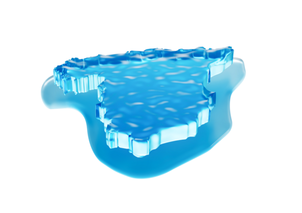 İspanya 'nın Su Haritası Küresel Isınma Buzulu Derin Okyanusta Eriyor Mavi Su 3D Görüntü