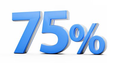 Beyaz Arkaplanda Metalik Işıltılı% 75% 75 İşaretli 3D Görüntü