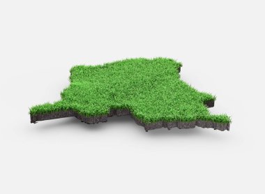 Kongo Toprak Haritası Jeoloji Bölümü Yeşil Çimen ve Kaya Yapısı 3D Görüntü