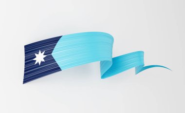 Minnesota eyaletinin temiz beyaz arka planında dinamik kurdele tasarımı. 3B illüstrasyon