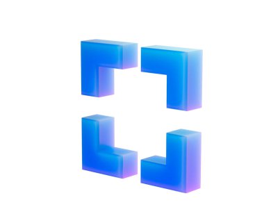 Modern canlı bir mavi gradyan odak çerçeve sembolü., 3d illüstrasyon