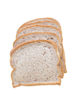 Beyaz arkaplanda bir dilim ekmek