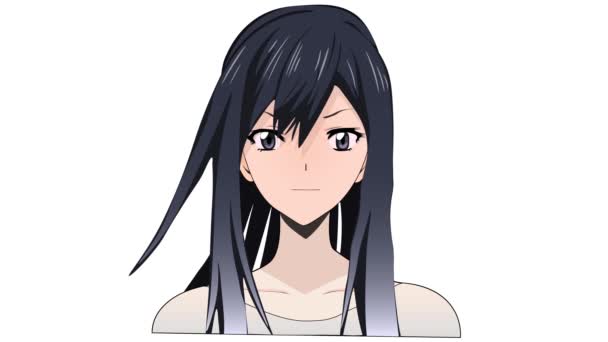 Anime Mädchen Gesicht Japanischer Stil Augen Haare Schöne Cartoon Emotionale — Stockvideo