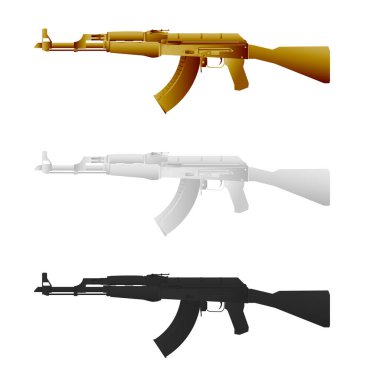 Assault rifle. Flat illustration icon. Vector illustration of a Kalashnikov AK-47 assault rifle. Set of weapons on a white background. Firearms terrorism concept. clipart