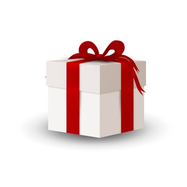 Noel 'de ya da herhangi bir kutlamada kurdele ve fiyonk hediye edilir. Farklı boyutlarda hediyelerin tasviri. Hediye, beyaz arka planda fiyonklu bir kutu, şenlikli bir etkinlik. Tatil hediyesi. Hediye paketi. 