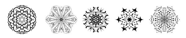Set Vector, Mandala astratto su sfondo trasparente. Elemento decorativo per il design. Astratto mandala disegno grafico e acquerello pittura d'arte digitale per antico concetto geometrico sfondo — Vettoriale Stock