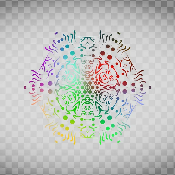 Vettore, gradiente astratto Mandala su sfondo trasparente. Elemento decorativo per il design. Astratto mandala disegno grafico e acquerello pittura d'arte digitale per antico concetto geometrico sfondo — Vettoriale Stock