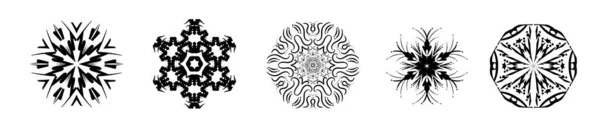 Imposta texture geometrica astratta sullo sfondo, modello geometrico Mandala su sfondo bianco. Elemento decorativo per il design. Modello di ripetizione senza soluzione di continuità. Fiocchi di neve di Natale. Felice anno nuovo. Vettore — Vettoriale Stock