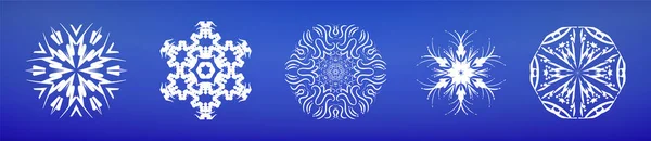 Set Resumen Textura de fondo geométrico, Mandala de patrón de forma geométrica sobre fondo azul. Elemento decorativo para el diseño. Patrón de repetición sin costuras. Copos de nieve de Navidad. Feliz Año Nuevo. Vector — Vector de stock