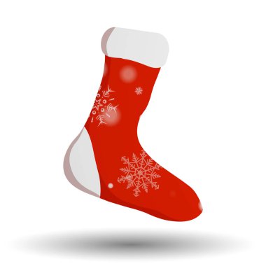 Çizgi film Noel Çorap Asma Vektörü. Noel günü için çizim. Noel Baba Noel Çorabı, beyaz arka planda izole edilmiş. Noel ve Yeni Yıl kutlamaları. Kış Tatil Sembolü