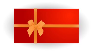 Mutlu Noeller ve mutlu yıllar. Üst Manzaralı Kırmızı Hediye. Beyaz Arkaplanda Yeni Yıl Hediyesi. Renkli. Kış Tatil Sembolü. Gerçekçi kutu. Vektör İllüstrasyonu EPS 10