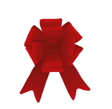 Tatil için kırmızı gerçekçi fiyonk. Vektör illüstrasyonu beyaz arkaplanda izole edildi.