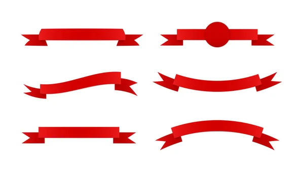 Set de bellas cintas navideñas de color rojo. Ilustración vectorial sobre fondo blanco. EPS 10 — Archivo Imágenes Vectoriales