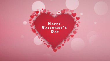 Sevgililer Günü arkaplanı, kalp şekli ve tipografi. Sevgililer günün kutlu olsun mesajı. Vektör çizimi. Romantik alıntı kartpostal, kartpostal, davetiye, pankart şablonu.