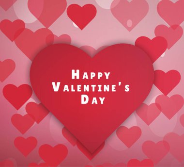 Sevgililer Günü arkaplanı, kalp şekli ve tipografi. Sevgililer günün kutlu olsun mesajı. Vektör çizimi. Romantik alıntı kartpostal, kartpostal, davetiye, pankart şablonu.