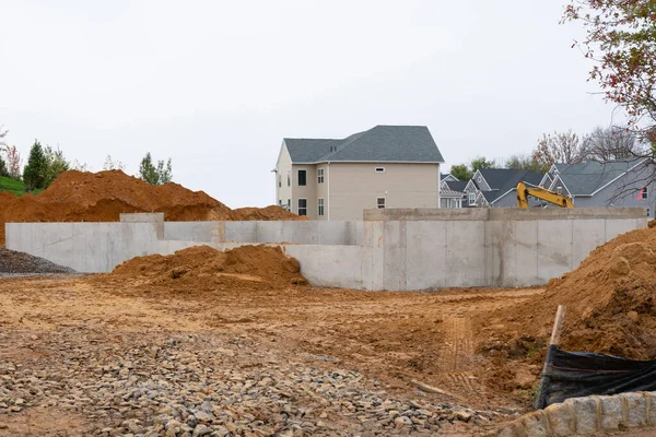Grunden För Det Nya Huset Cement — Stockfoto