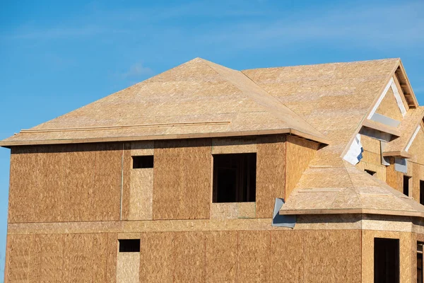 New home construction wood roof plywood lumber