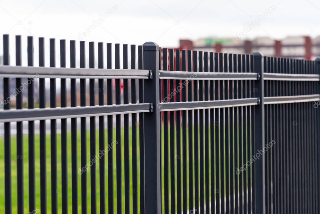 iron black fence metal steel park border decor