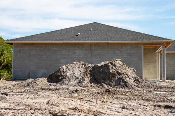 Bau Eines Hauses Aus Bauklötzen Mauer Zement — Stockfoto