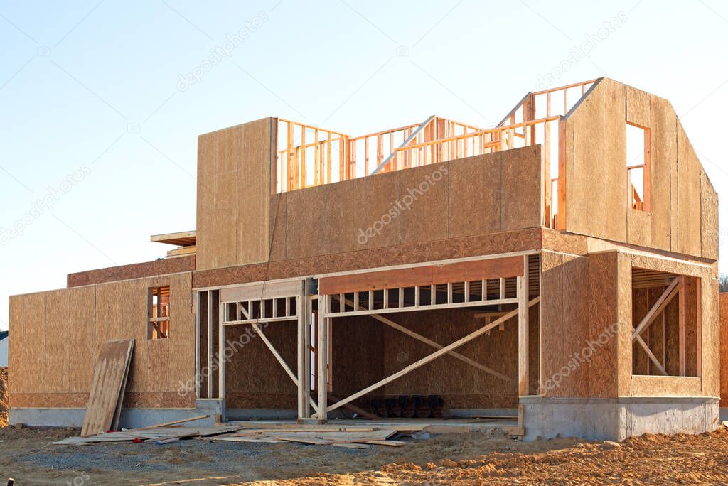 wall and rafters plywood house frame site work studs