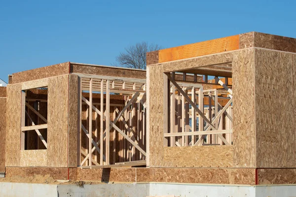 Neues Haus Hausbau Fachwerk Holz Website Sperrholz — Stockfoto