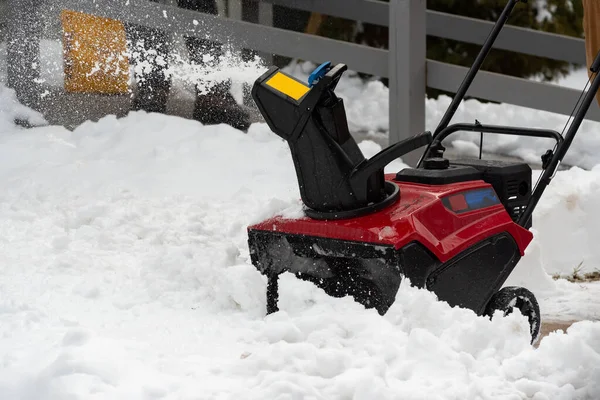 Work Snow Blower Winter Cleaning Cold Work — Stock Photo, Image