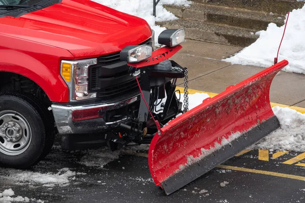 Snow Plow Red Truck Road Winter Cold — Stock Photo, Image