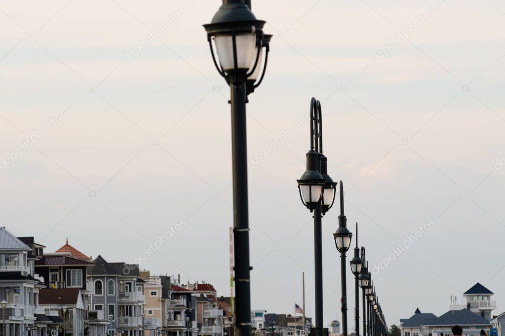 Old street light on the beachfront