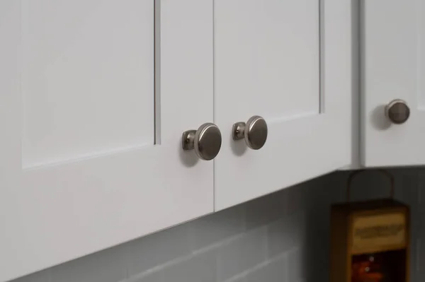 Kitchen Cabinet Handles Wood Interior Metal White Door Luxury — Foto Stock