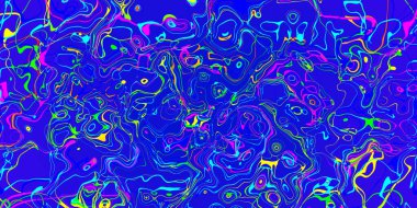 Soyut pembe sarı ve kırmızı çizgiler mavi arkaplanda dalgalı çizgiler. 