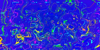 Soyut pembe sarı ve kırmızı çizgiler mavi arkaplanda dalgalı çizgiler. 