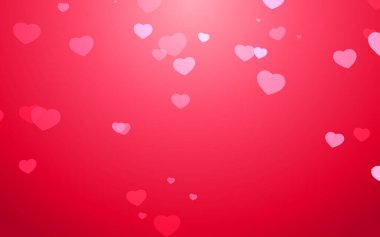 Kırmızı arka planda sevgililer günü pembe kalp ışığı.