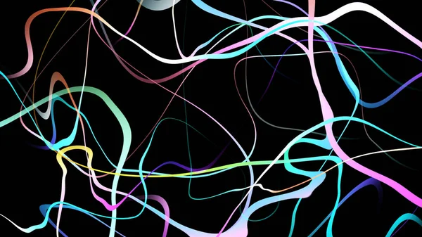 Многоцветные Кривые Волновой Градиент Линии Абстрактный Черном Фоне — стоковое фото