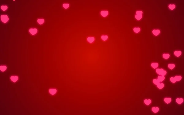 San Valentín Rosa Corazones Luz Sobre Fondo Rojo — Foto de Stock