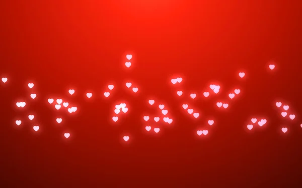 Ημέρα Του Αγίου Βαλεντίνου Ροζ Καρδιές Φως Στο Κόκκινο Φόντο — Φωτογραφία Αρχείου