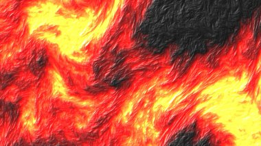 Kırmızı lav akışı ve siyah taş dokusu. Üç boyutlu çizim. 3B Görüntü.