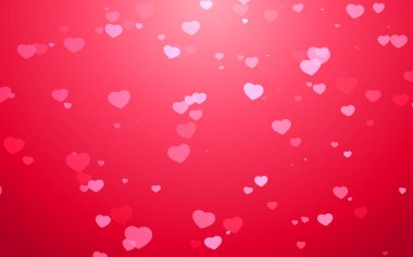 Kırmızı arka planda sevgililer günü pembe kalp ışığı.