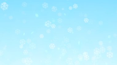 Mavi gökyüzü arka planlı Noel kar taneleri.