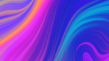 Soyut pembe mavi eğimli dalga arka planı. Neon ışığı eğimli çizgiler ve renkli grafik tasarımlı geometrik şekil.