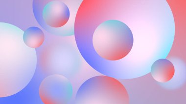 Grafik tasarımı için soyut toplar geometrik gradyan renk arkaplanı. 3d resimleme.