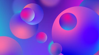Grafik tasarımı için soyut toplar geometrik gradyan renk arkaplanı. 3d resimleme.