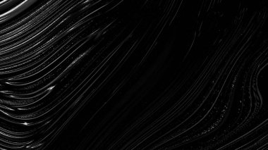 Siyah arkaplanda soyut beyaz çizgiler. 3d dalga illüstrasyonu, 3d görüntüleme.