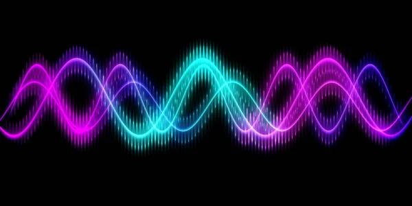 Linea Onda Sonora Sfondo Astratto Musica Multicolore Luce Neon Curva — Foto Stock