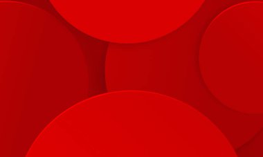 Kırmızı doku arka planında daireler çizer. Noel ve Sevgililer Günü konsepti için basit modern tasarım kullanımı. 